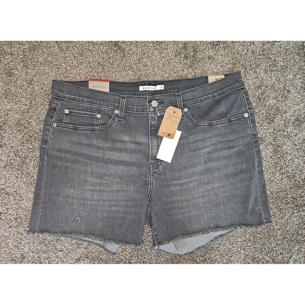Levi's Black‎ Womens Jean Mid-Length Shorts Size 33 NWT  Raw Hem Fade
